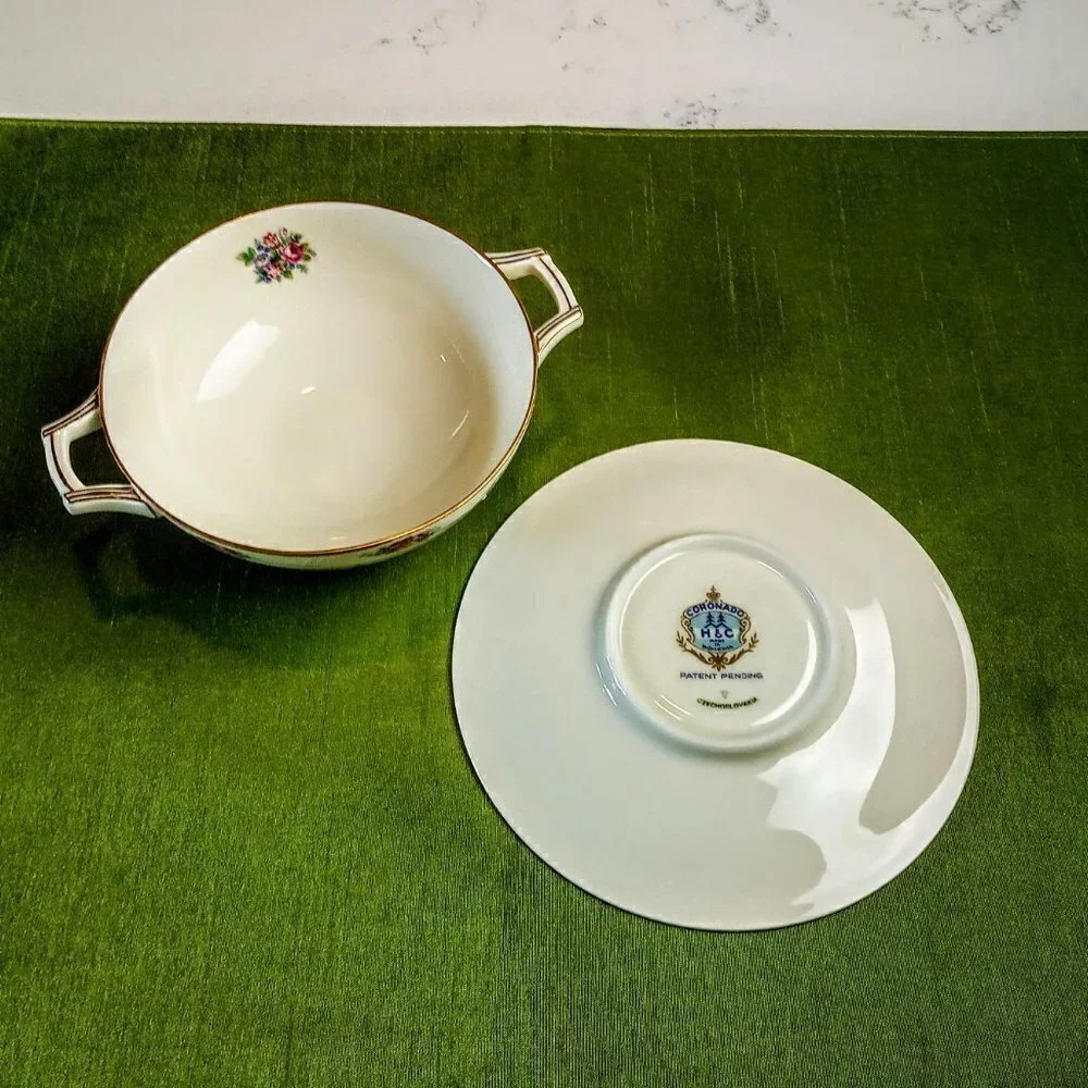 H&C Coronado Footed Cream Soup Bowl & Saucer Set